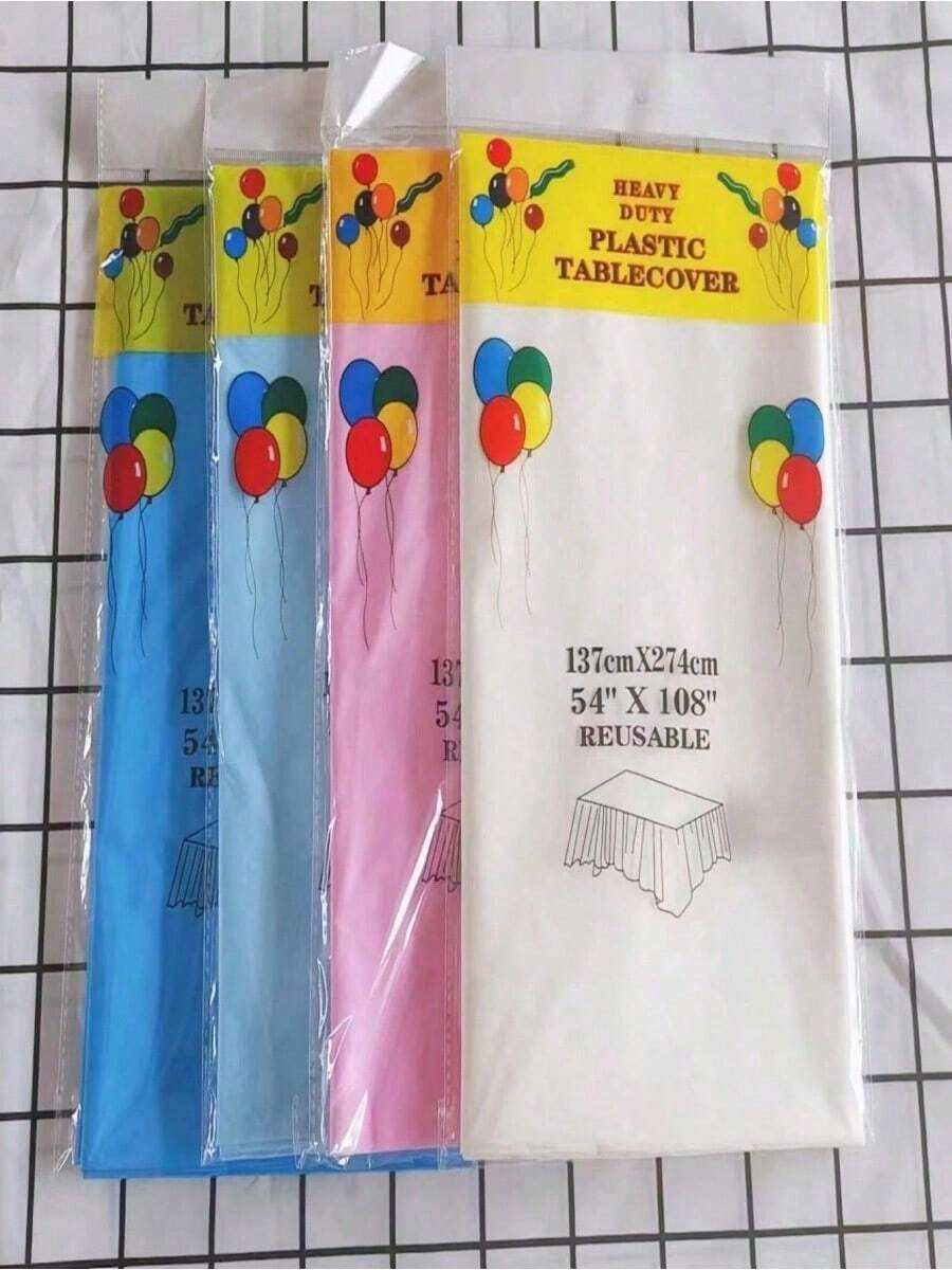1/4pcs Disposable Party Tablecloth, PEVA Material, White Color, For Birthday, Dessert, Family Gathering, Party Decoration, Christmas, Mother's Day, Graduation