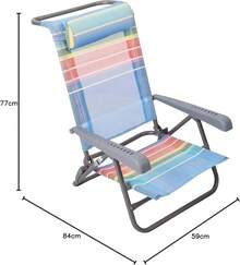Beach Folding Chair With Rainbow Textilene 7 Position Adjustable - Multicolor - View 10