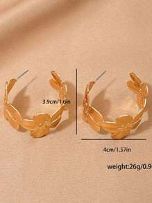 European And American Fashion Metal Floral Open Cuff Bracelet And Ring Set
