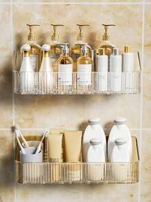 1-2件装豪华浴室壁挂式收纳架，免钻孔马桶/梳妆台整理架浴室配件 - 彩色 - 查看 6