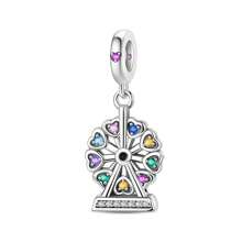 1 pieza Colgante de plata con plateado de la serie del parque de atracciones del circo, que incluye un lindo péndulo de noria, carrusel, mono, globo aerostático, oso, ardilla y payaso, adecuado para pulseras DIY y joyería de mujer