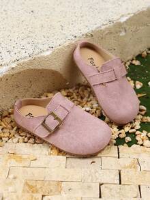 New Kids Round Toe Non-Slip Soft Sole Hook And Loop Fastening Simple Flats, Suitable For All Seasons - Pink - View 5