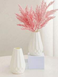 1pc White Desktop Vase Decor, Flower Pot, Artificial Flower Vase, Floral Container, Wet & Dry Flower Vase, Suitable For Home Home Decor Room Decor Glass Vase - White - View 2