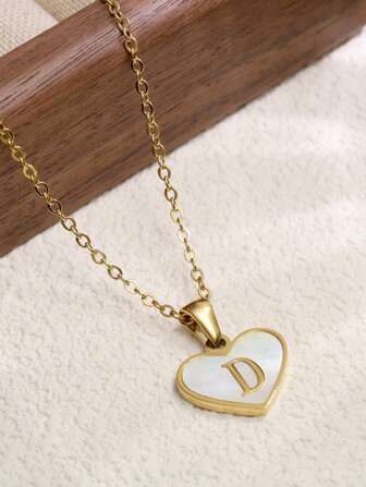 1pc Personalized Initial Necklace Stainless Steel Non Tarnish Women Letter Necklace Christmas Gifts