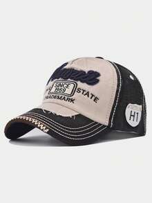 Vintage Versatile 3D Letter Embroidered Baseball Cap, Contrast Color Snapback Hat, Suitable For Men And Women Outdoor Travel, Adjustable