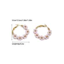 1 Pair Boho Stainless Steel Gold Plated Colorful Flower Earrings, Suitable For Women Daily/Beach/Party/Festival