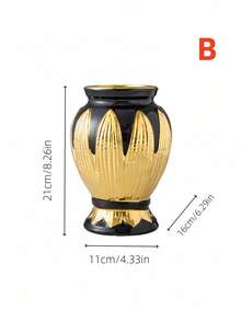 1 chiếc bình gốm đen vàng đường kính lớn có nắp, cũng có sẵn bình gốm trắng vàng không nắp, thích hợp cho phòng khách, phòng ăn, tiền sảnh, kệ bàn, có thể dùng làm bình cắm hoa, phù hợp với nhiều mục đích sử dụng. - Nhiều màu - Xem 10