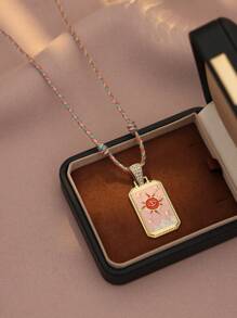 1pc Boho Tarot Card Demon Eye Braided Adjustable Necklace Pendant Suitable For Daily Wear, Travel, Holiday Gift