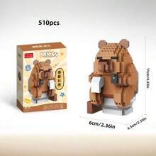 Set de blocuri de construcție Capybara drăguțe cu peste 500 de bucăți, decor de masă și ameliorarea stresului, cadou pentru casă/birou, figurină DIY, potrivit pentru ziua de naștere, Ziua Tatălui, Ziua Mamei, nuntă, absolvire