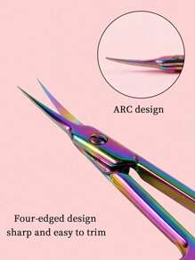Forbici per cuticole in acciaio inossidabile con punta curva di precisione - Confezione da 1 paio di forbici per unghie ambidestre, inodori, con impugnatura antiscivolo per manicure e pedicure, forbici per cuticole in stile russo per pre-trattamento, forbici per unghie a punta, forbici da bellezza con lama a quattro lati, ideali per vacanze, spiaggia, set da viaggio, forniture per unghie, strumenti per unghie, strumenti per arte di unghie, rientro a scuola, unghie, strumenti per unghie finte