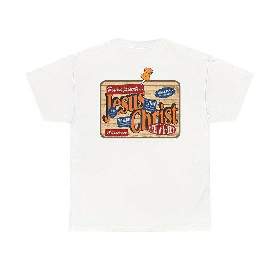 Jesus Cist Meet & Greet , Casual Summer Shirt, Faith-Based Gift, Event Rel, Spiritual Humor Clog, Religious - White - View 1