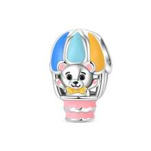 1 pieza Colgante de plata con plateado de la serie del parque de atracciones del circo, que incluye un lindo péndulo de noria, carrusel, mono, globo aerostático, oso, ardilla y payaso, adecuado para pulseras DIY y joyería de mujer