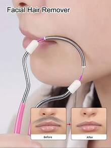 1pc 110mm Pink Facial Physical Hair Remover Removes Upper Lip Chin Facial And Neck Fine Hairs And Excess Hair Gentle And Effective Spring Based Technology This Facial Hair Remover Is For Delicate Beauty Shaving The Face And Is A Spring Type Hair Remover For Women's Facial Hair Removal. - Pink - View 2