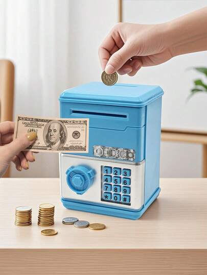 1 pieza Alcancía de plástico, Alcancía pequeña, Alcancía moderna azul/rosa/verde/morado