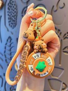 1pc Original Capybara Spinning Keychain, Cute Cartoon Capybara Keyring, Handbag Charm, Small Gift Car Accessories