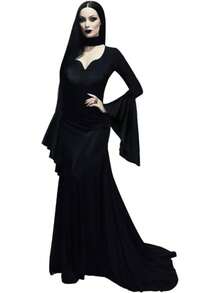 Women's Dress Costumes Gothic Maxi Dress Halloween Cosplay Vintage Black Long Dress - Black - View 1