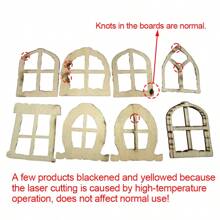 12pcs Wooden Miniature Fairy Door DIY Kit, 3D Wooden Structure With Mini Windows, Suitable For Rustic Garden Craft Set, Wall Home Party Decor
