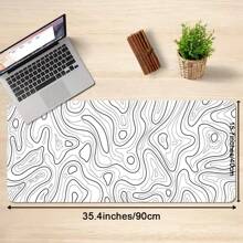 Large Black & White Terrain Graphics Gaming Mouse Pad With Stitched Edges, Non-Slip Rubber Base, Perfect For Computers, Laptops, And Office Desks, Large Mouse Pad