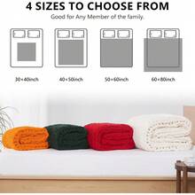 Chunky Knit Blanket - Soft Chenille Yarn Throws 40x50: Handmade Thick Cable Crochet Blanket - Large Chunky Yarn Rope Knot Throw For Couch, Sofa, Bed Home Decor - 橘色 - 查看 4