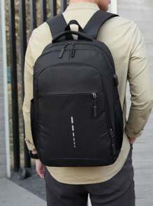 Casual Reflective Strip Design USB Waterproof Fashion Men's Backpack Office Accessories Laptop Bag For Men