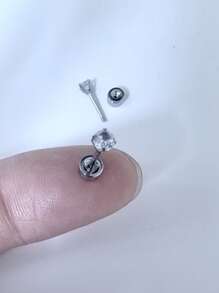 6 Pairs/Set Women's Men's Cartilage Earring Stud Surgical Steel Flat Back Earring Set,3mm Round CZ Screw Back Stud For Cartilage Screw-Piercing Jewelry