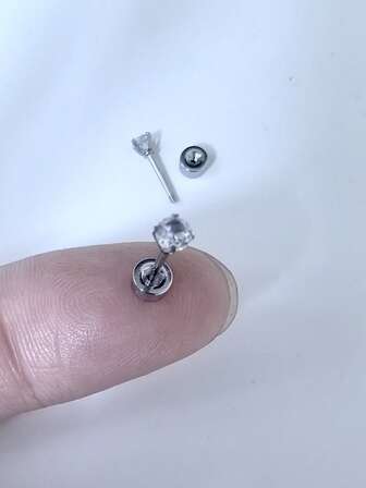 6 Pairs/Set Women's Men's Cartilage Earring Stud Surgical Steel Flat Back Earring Set,3mm Round CZ Screw Back Stud For Cartilage Screw-Piercing Jewelry