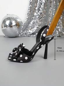 女士时尚优雅系带高跟凉鞋 - 黑色 - 查看 3