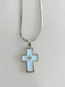 1 Piece Men's Y2K Blade Chain Cross Necklace Ins Style Dark Gothic Punk Style Necklace Niche Design Cool And Spicy Style