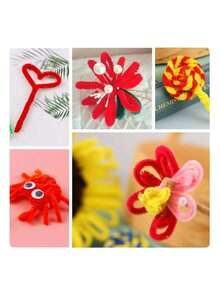 paquete de 100 piezas Paquete de valor Limpiapipas sólidos de alta calidad al por mayor, Tallos de chenilla de unicolor gruesos y esponjosos de 11.81x0.6 en verde, amarillo, rosa, rojo, azul y morado para manualidades - Multicolor - Ver 11