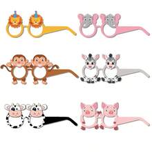 6 件套夏季夏威夷和墨西哥风格纸质派对太阳镜、摄影道具和装饰品，适合节日和夏季派对