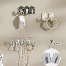 1 pieza Tira adhesiva de ganchos, sin necesidad de perforar, estante de almacenamiento, estante para exhibir joyas, estante colgante, estilo INS, estante para collares, gancho de baño, gancho de cocina, gancho de habitación, gancho de entrada, sin necesidad de perforar