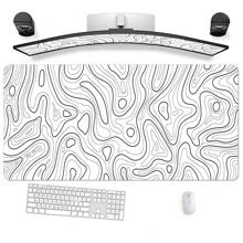 Large Black & White Terrain Graphics Gaming Mouse Pad With Stitched Edges, Non-Slip Rubber Base, Perfect For Computers, Laptops, And Office Desks, Large Mouse Pad