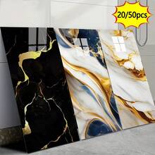 20/50 piezas Cycleader Baldosas de vinilo adhesivas con efecto mármol europeo de lujo, fáciles de limpiar, impermeables y removibles para decorar la cocina, el baño y el dormitorio - Multicolor - Ver 2