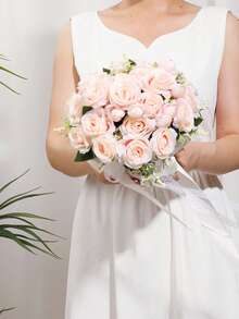 1 件装玫瑰伴娘花束抛花束适用于婚礼仪式周年纪念新娘送礼会婚礼派对装饰餐桌装饰情人节 - 彩色 - 查看 11