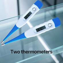 2pcs Digital Oral Thermometer For Adults, Used To Measure Fever - Blue and White - View 1