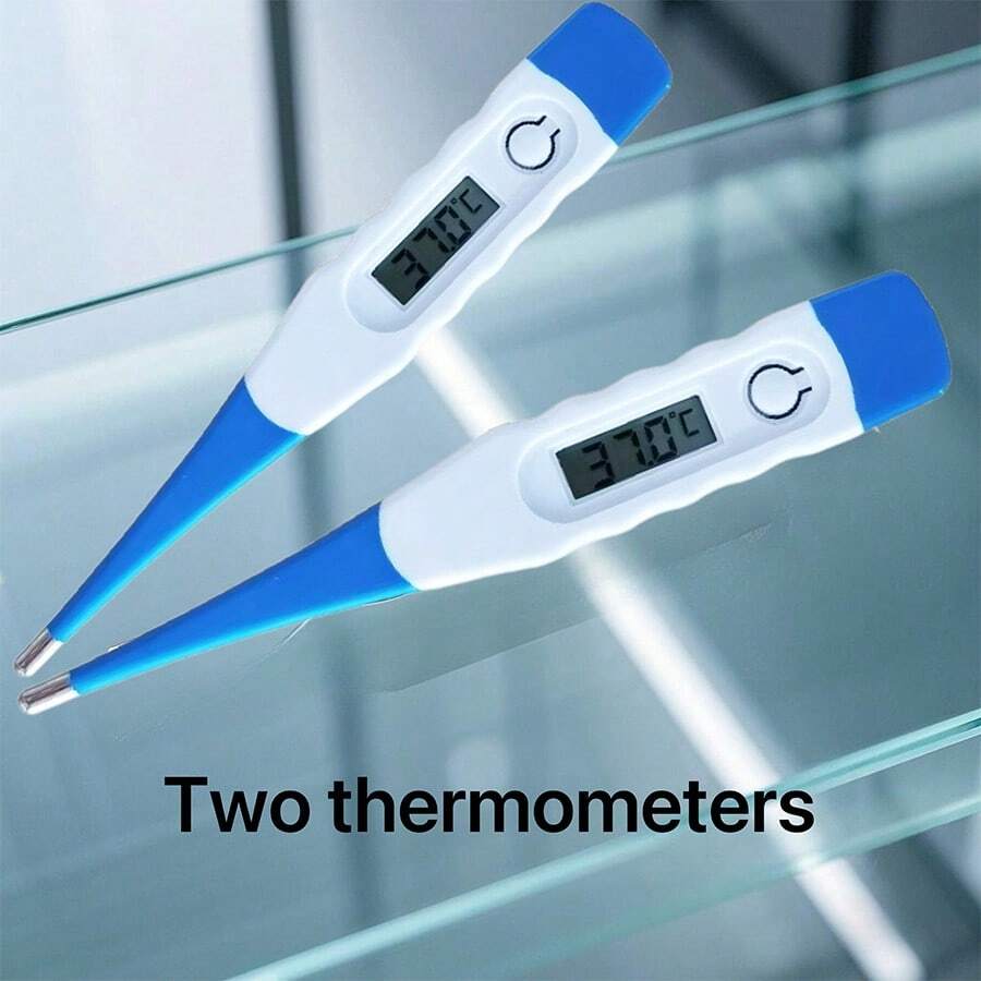 2pcs Digital Oral Thermometer For Adults, Used To Measure Fever - Blue and White - View 1