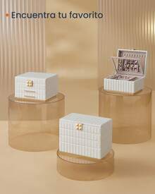 SONGMICS HOME ANAH Colección - Caja Joyero de 3 Capas con Espejo, Organizador Joyas con 2 Cajones, MJBC183W01 - Nube blanca - Ver 8
