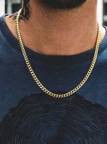 1 pieza Collar con colgante de acero inoxidable, diseño de eslabón de cuerda retorcida, tono dorado, gran regalo para amigos y familiares, para todas las estaciones