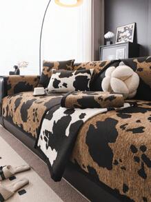 1pc Versatile Sofa Cover, Modern Minimalist Anti-Skid Sofa Cushion Cover, Dust-Proof & Washable, Brown Fashion Soft Non-Fading Fur Pet Friendly Protector For Living Room, Bedroom, Office, Adjustable For Corner Sofa, L-Shaped Sofa & 1-4 Seater Sofa