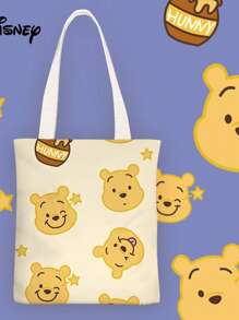 Disney Disney Pooh Bear Cartoon Chic Canvas Shoulder Bag, Minimalist & Suitable For Student School, Female,School Supplies,Back To School