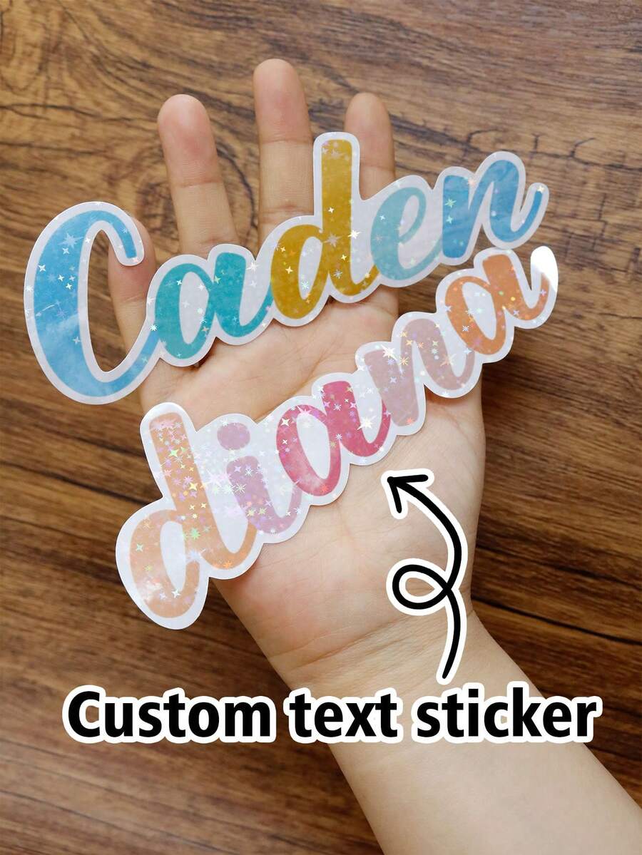 Custom Water Bottle Stickers, Customized Holographic Name Stickers, Personalized Name Tag Stickers, Customizable Party Gifts Name Stickers, Stickers With Stars, Notebooks, Computers, Room Decorations, School Custom Stickers, Gifts, Boys, Girls, Mothers, Sons, Daughters, Suitable For Mother's Day, Teacher's Day, Children's Day