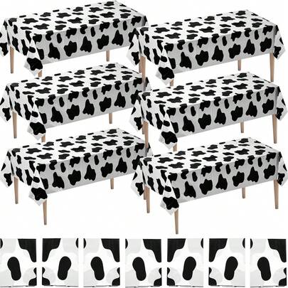 1/2/3 paquetes, 72*54 pulgadas, Mantel con estampado de vaca para decoraciones de fiesta con temática de vaca y decoraciones de fiesta de cumpleaños de vaca, para cubiertas de mesa de picnic con temática del Oeste