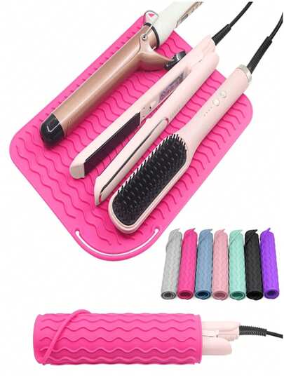 1 pieza Cubierta de esterilla de silicona resistente al calor, cubierta de esterilla de viaje portátil, adecuada para salón, belleza, artículos de viaje esenciales, para vacaciones en la playa, colección de baño, colección de dormitorio, gran capacidad