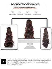 Chic Claw-Clip Ponytail Extension For Kids - Long, Curly Wave Synthetic Hairpiece, Versatile & Stylish 1pc - Natural Black - View 7