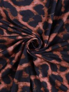 Áo hai dây cổ chữ V viền ren họa tiết da báo đơn giản, dễ phối đồ dành cho nữ, thích hợp cho các buổi đi chơi, hẹn hò, tiệc Halloween và mặc nhà thoải mái mùa hè. - màu nâu - Xem 8