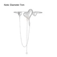 1 pièce Bracelet manchette avec chaîne et pompon en forme de cœur, style européen et américain. Bracelet chic et doux