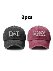 2 件男女通用复古风格爸爸妈妈刺绣镂空棒球帽，可调节休闲帽，非常适合爸爸/妈妈，多功能户外日常穿着礼物 - F - 查看 13