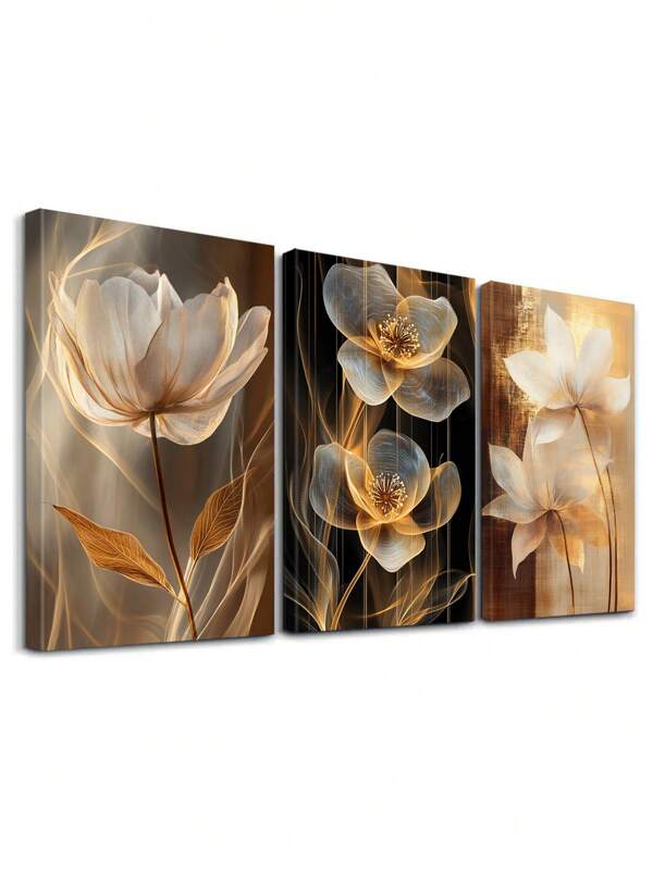 3 piezas de póster abstracto, arte de pared moderno, póster contemporáneo, pósteres florales, pinturas elegantes, decoración del hogar clásica, pinturas clásicas, estética de la habitación, regalo ideal para sala de estar, dormitorio, con opción de marco