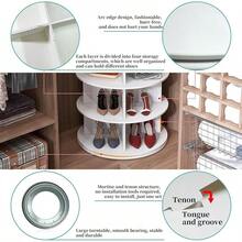 Rotating Shoe Cabinet, 360 Degree Shoe Rack Storage - Round Carousel Vertical Handbag Organizer (White, 7 Tier) - White - View 8