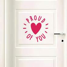 Adesivo da parete e adesivo per il bagno autoadesivo - Citazione ispiratrice "SONO ORGOGLIOSO DI TE" con design a cuore, decorazione artistica in vinile per stanze da ragazze, camere da letto, guardaroba e spazi di moda - Decorazione per la casa facile da rimuovere, bagno, adesivi murali